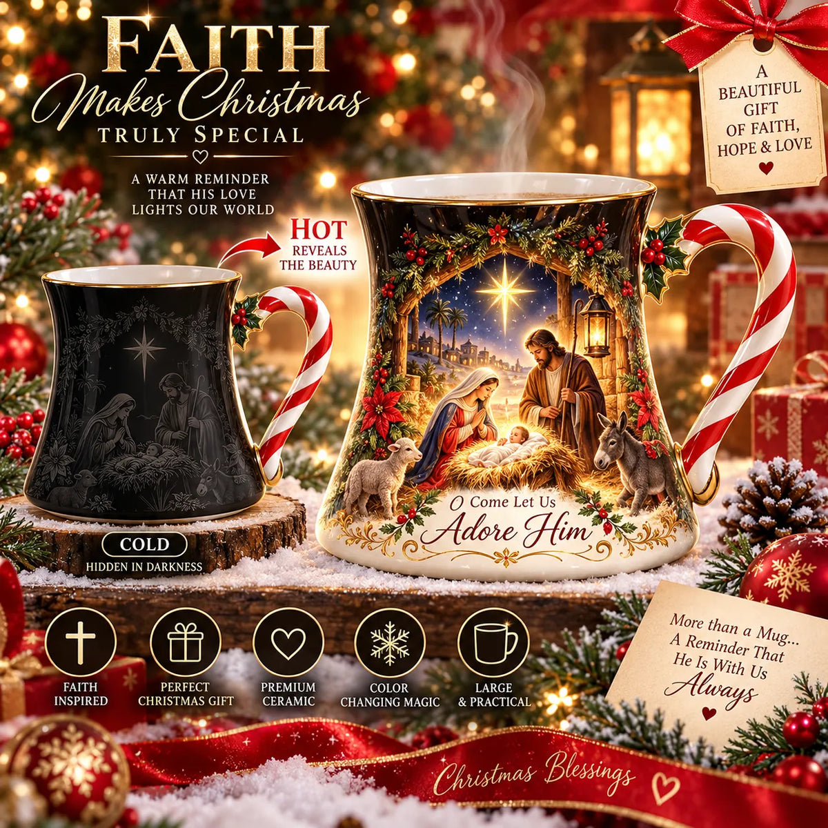 🎅🏻🎁TopSpire®Christmas Magic Color-Changing Mug – Heat Reveal Holiday Gift