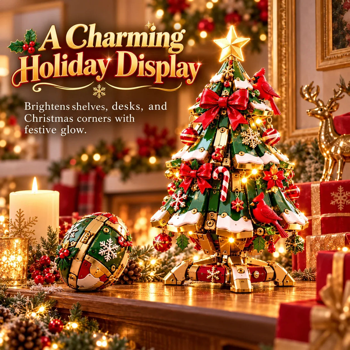 🔥 Last Day 50% Off 🔥 TopSpire®Egg-to-christmas Tree™ Magical Transforming Toy – Cardinal Christmas Tree Holiday Gift 🎄🎁✨