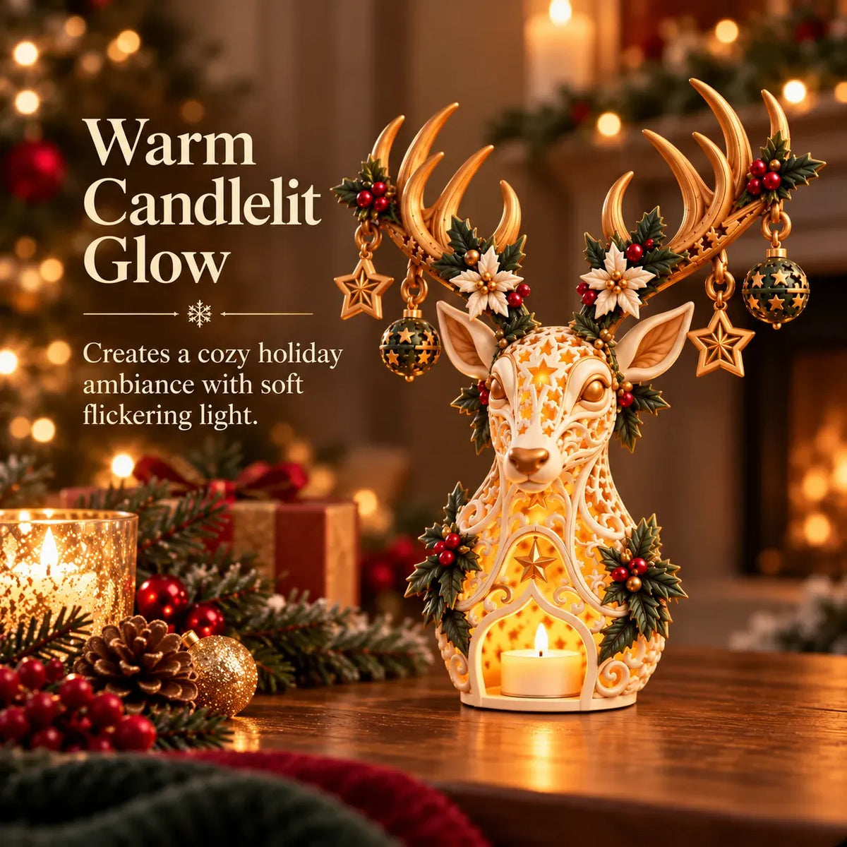 🦌 TopSpire®Starlit Reindeer Christmas Tealight Holder