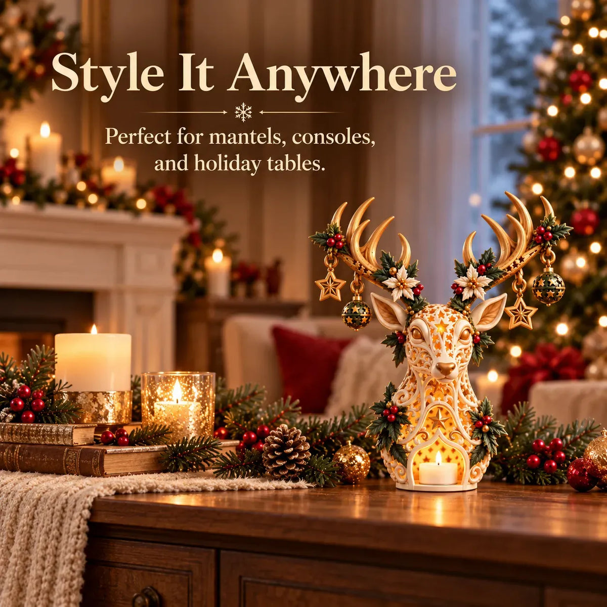 🦌 TopSpire®Starlit Reindeer Christmas Tealight Holder