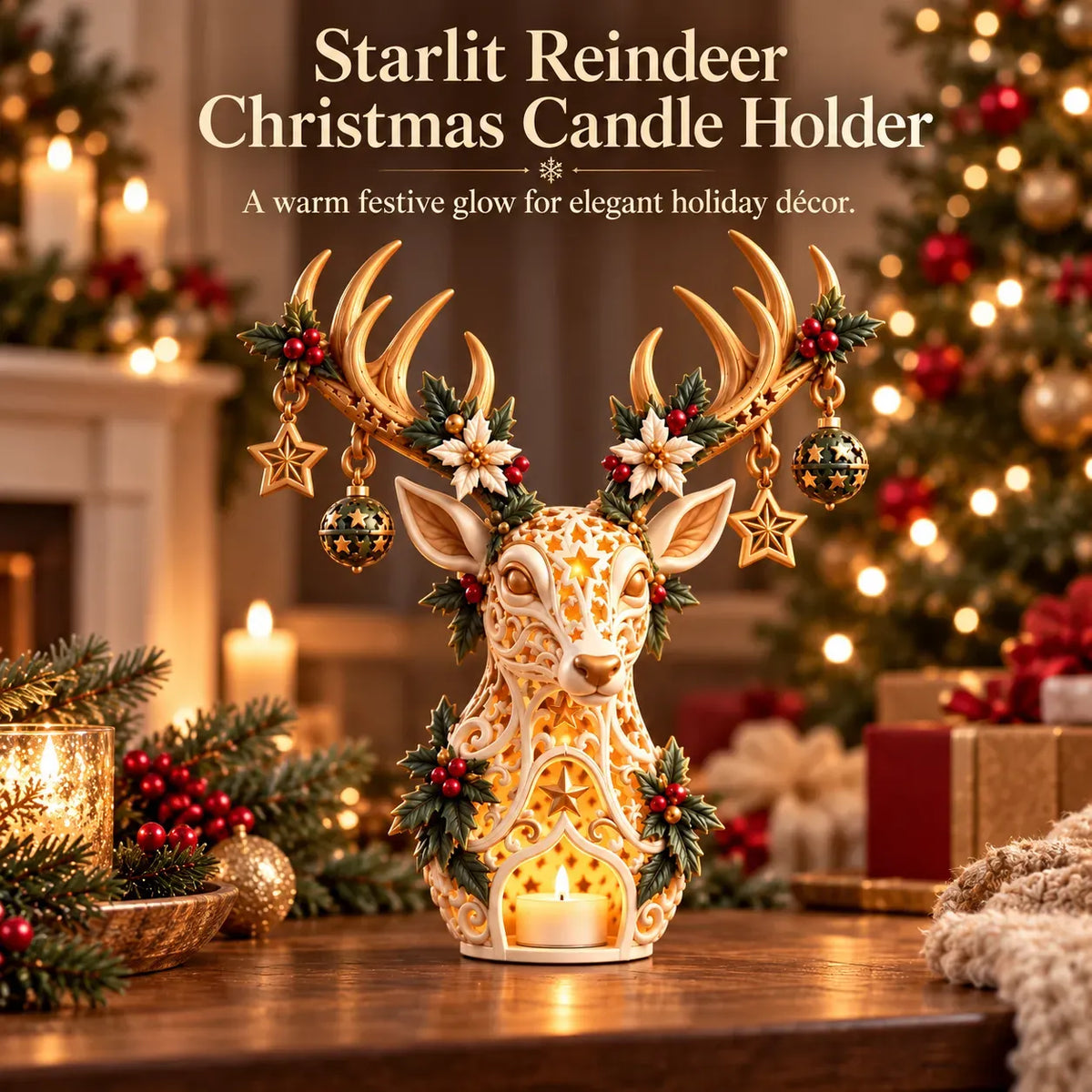 🦌 TopSpire®Starlit Reindeer Christmas Tealight Holder