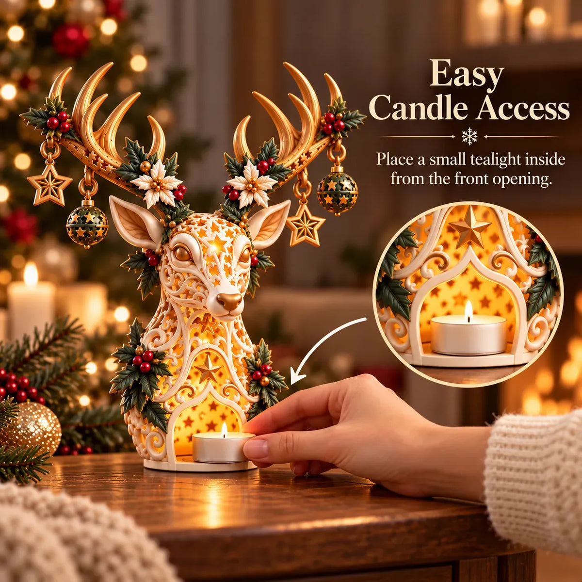 🦌 TopSpire®Starlit Reindeer Christmas Tealight Holder