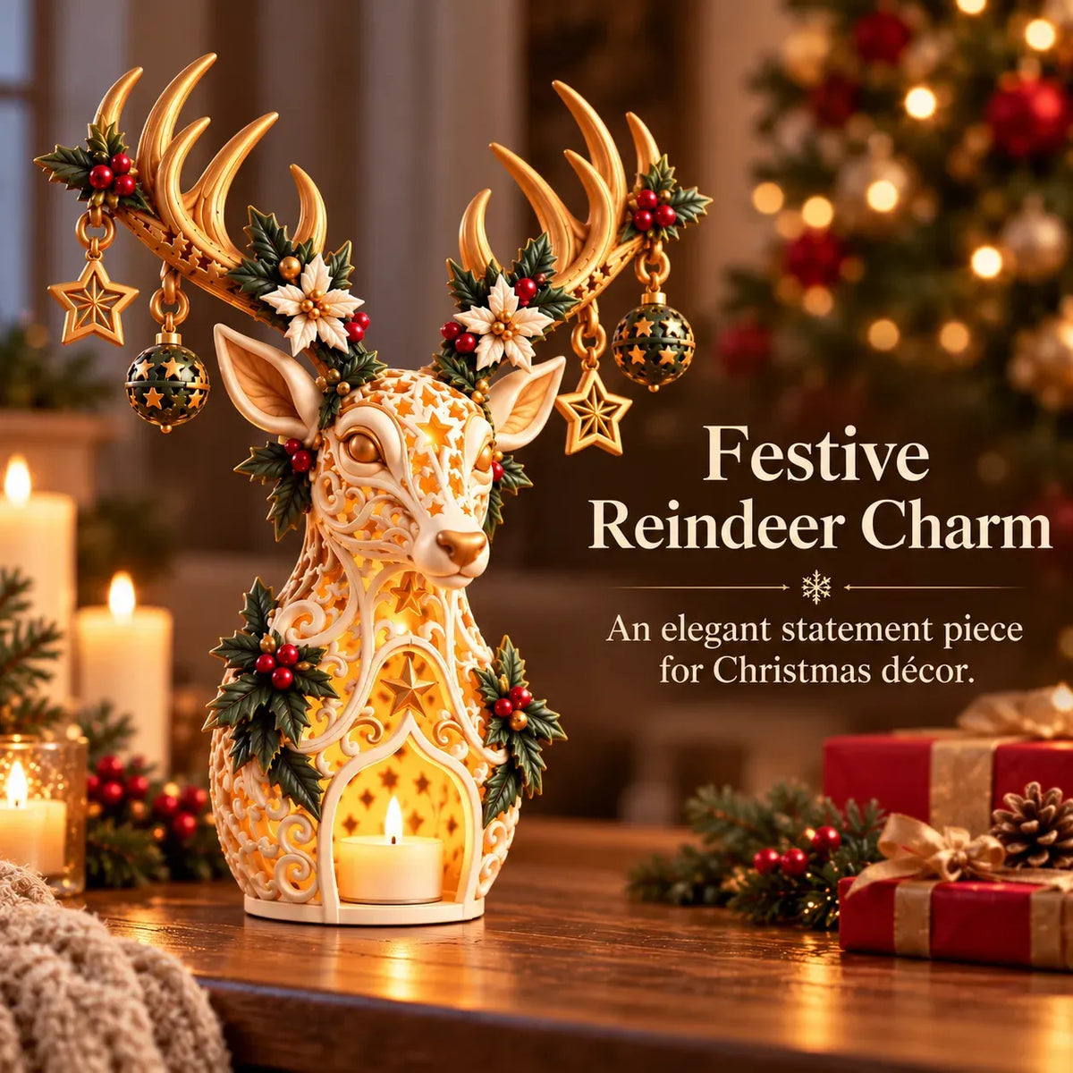 🦌 TopSpire®Starlit Reindeer Christmas Tealight Holder