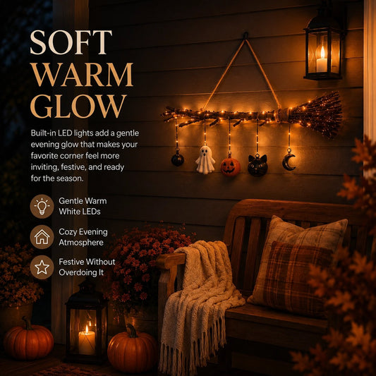 🎃Lighted Fall Broom Wall Hanging🍂
