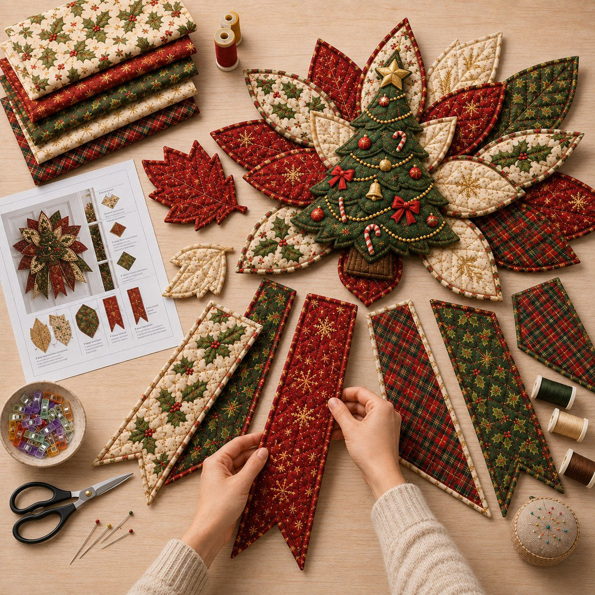 TopSpire®Beginner-Friendly Oversized Christmas Character Quilted Door Hanger Sewing Kit Complete Kit with All Tools & Step-by-Step Guide Included