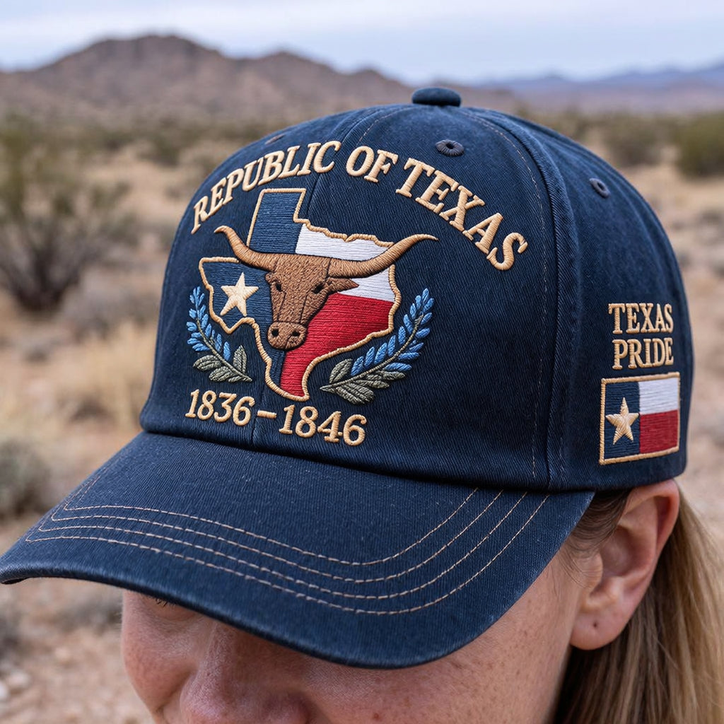 Texas Pride Runs Deep 🤠 – Republic of Texas Heritage Embroidered Hat
