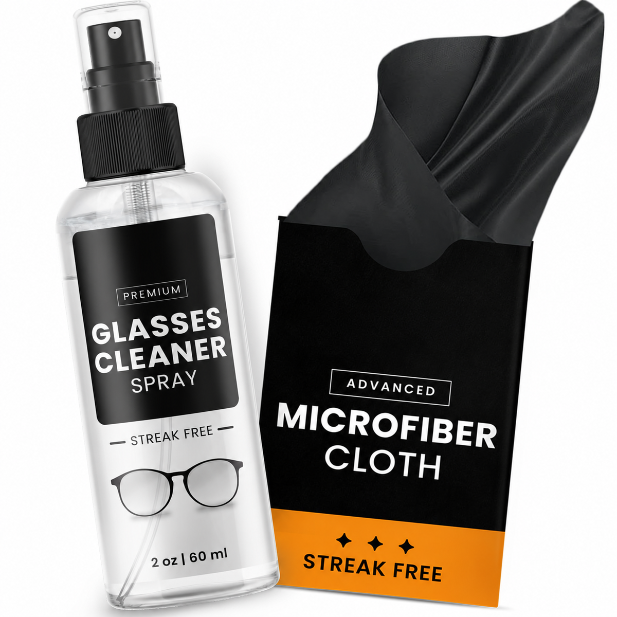 Glasses Cleaner Spray & Microfiber Cloth Ki