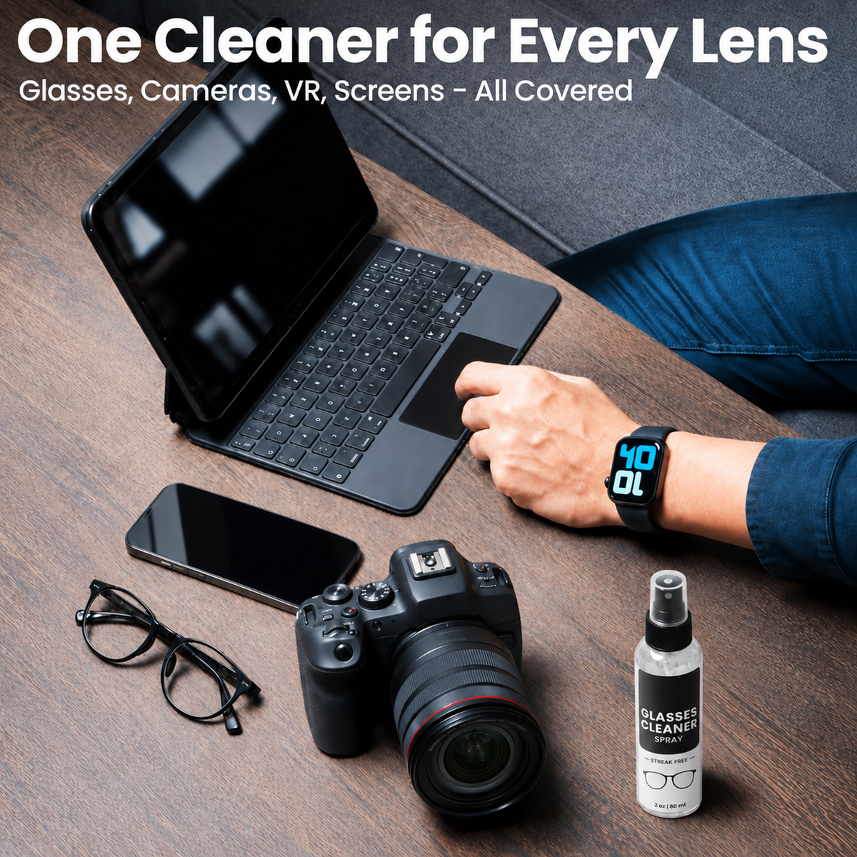 Glasses Cleaner Spray & Microfiber Cloth Ki