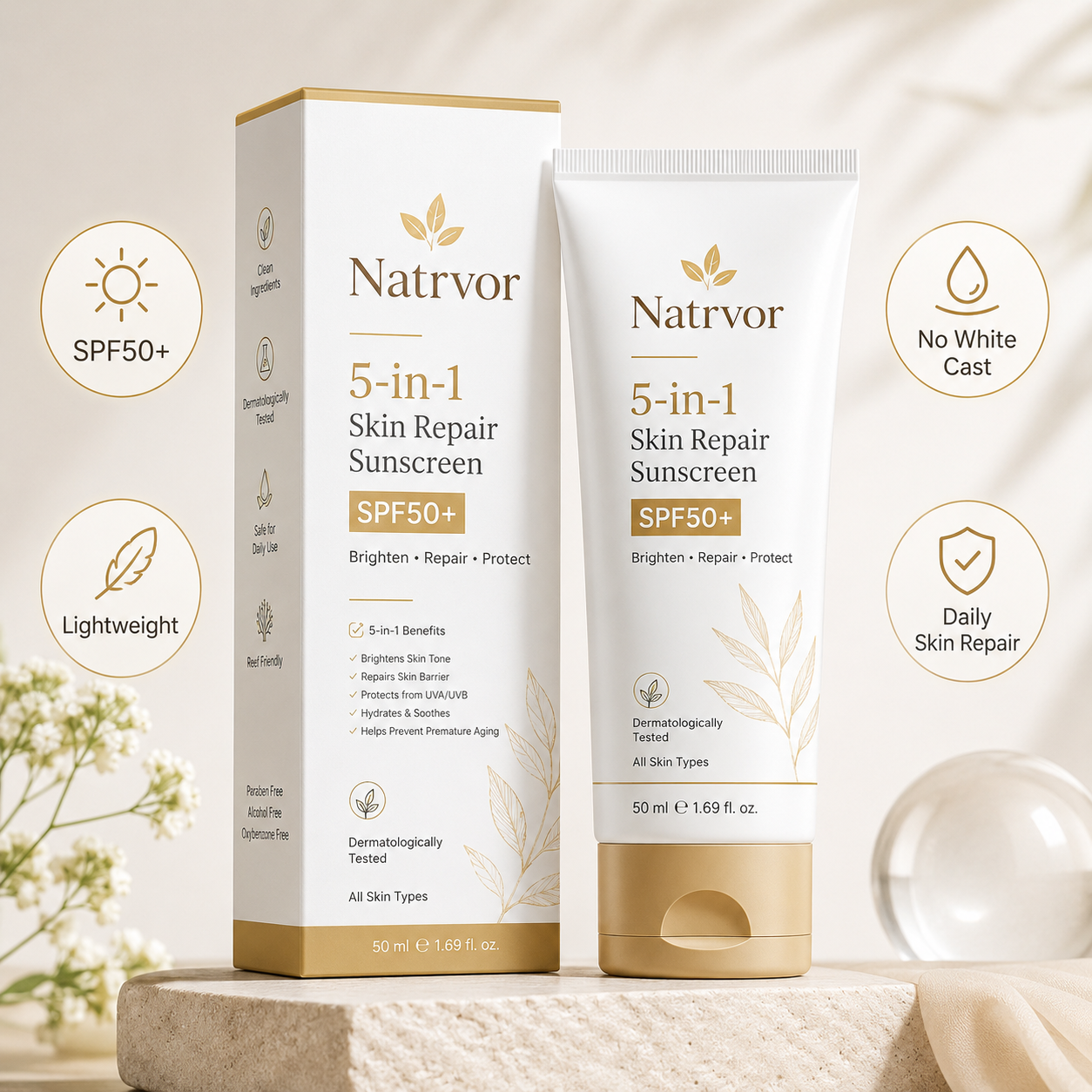 Natrvor 5-in-1 Skin Repair Sunscreen SPF50+