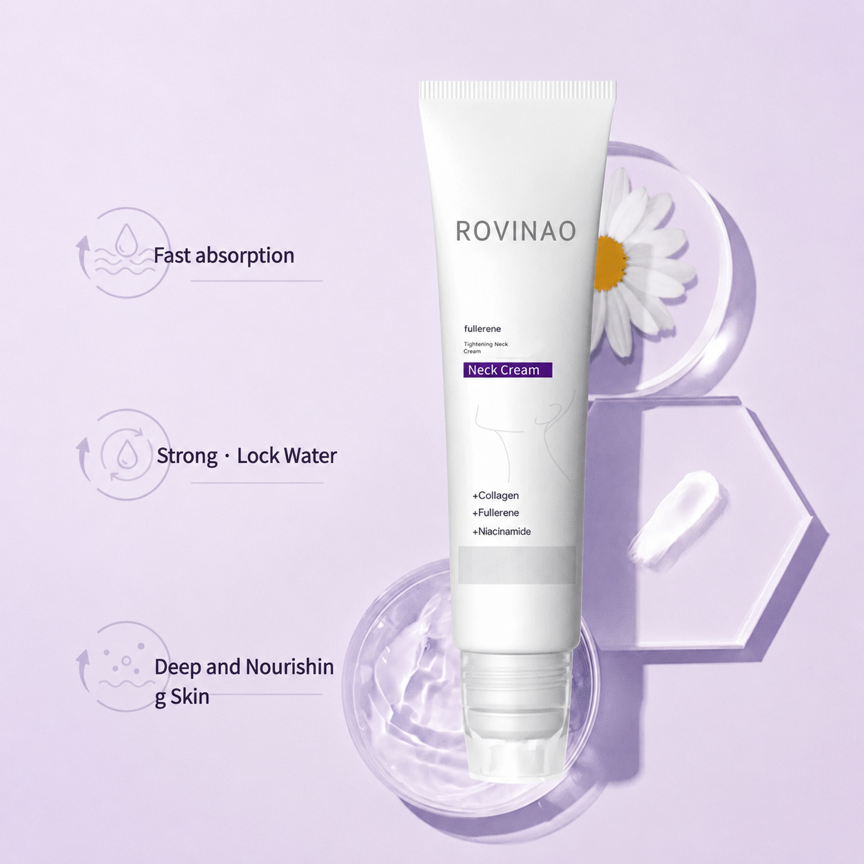 ROVINAO™ Roller Massage Neck Cream 🧴 Collagen & Hyaluronic Acid | Firms Neck, Reduces Wrinkles & Double Chin