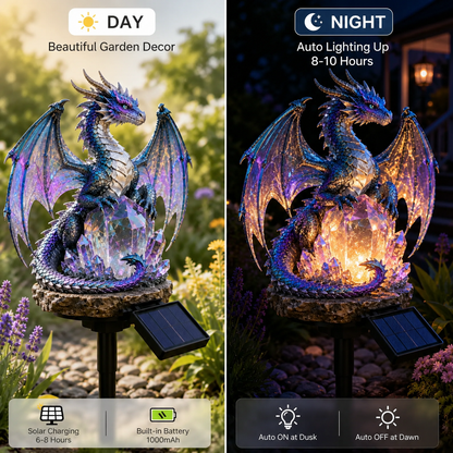💜 Amethyst Crystal Dragon – Solar Dragon Crystal Garden Light✨️