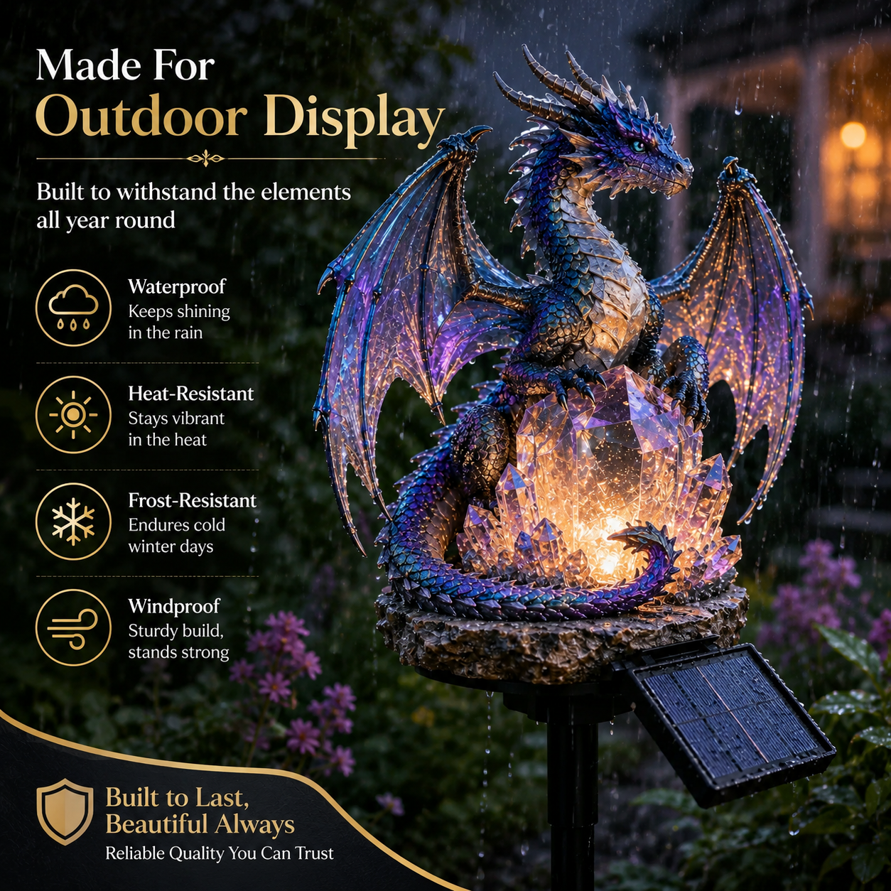 💜 Amethyst Crystal Dragon – Solar Dragon Crystal Garden Light✨️