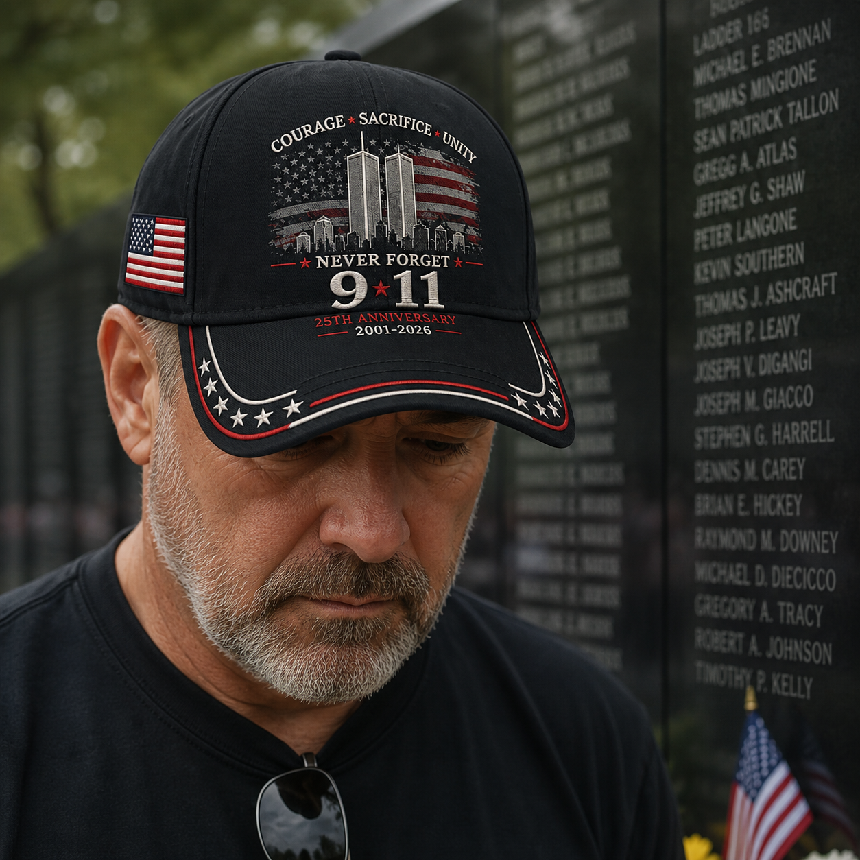 Never Forget 9/11 – 25th Anniversary Memorial Cap | 2001–2026🎁Free Memorial Coin With EveryCap Purchase