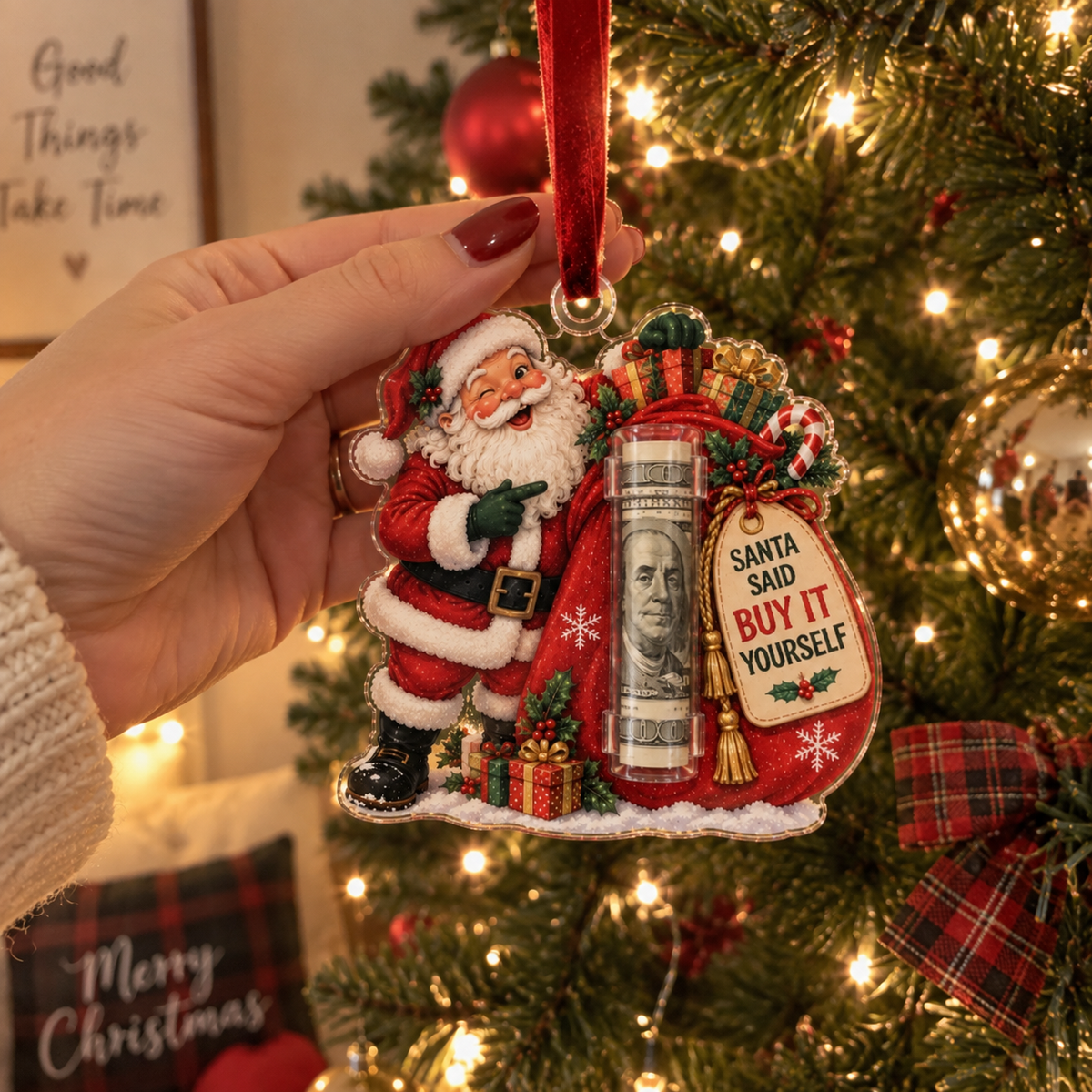 TopSpire®Christmas Cash Holder Ornament - Because Cash Always Fits