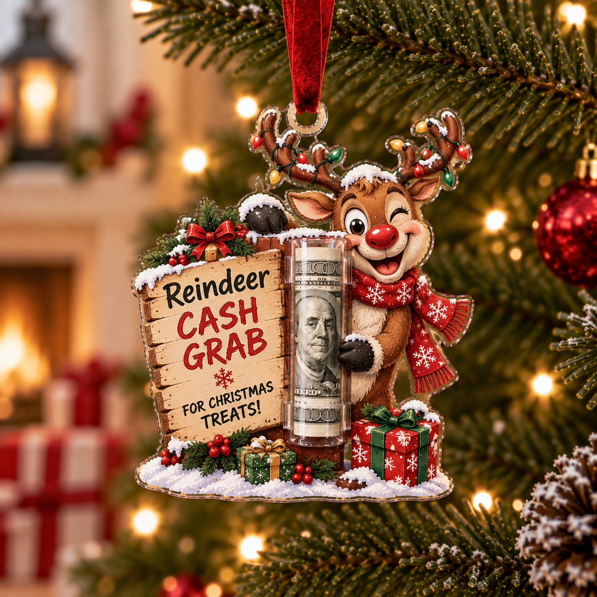TopSpire®Christmas Cash Holder Ornament - Because Cash Always Fits