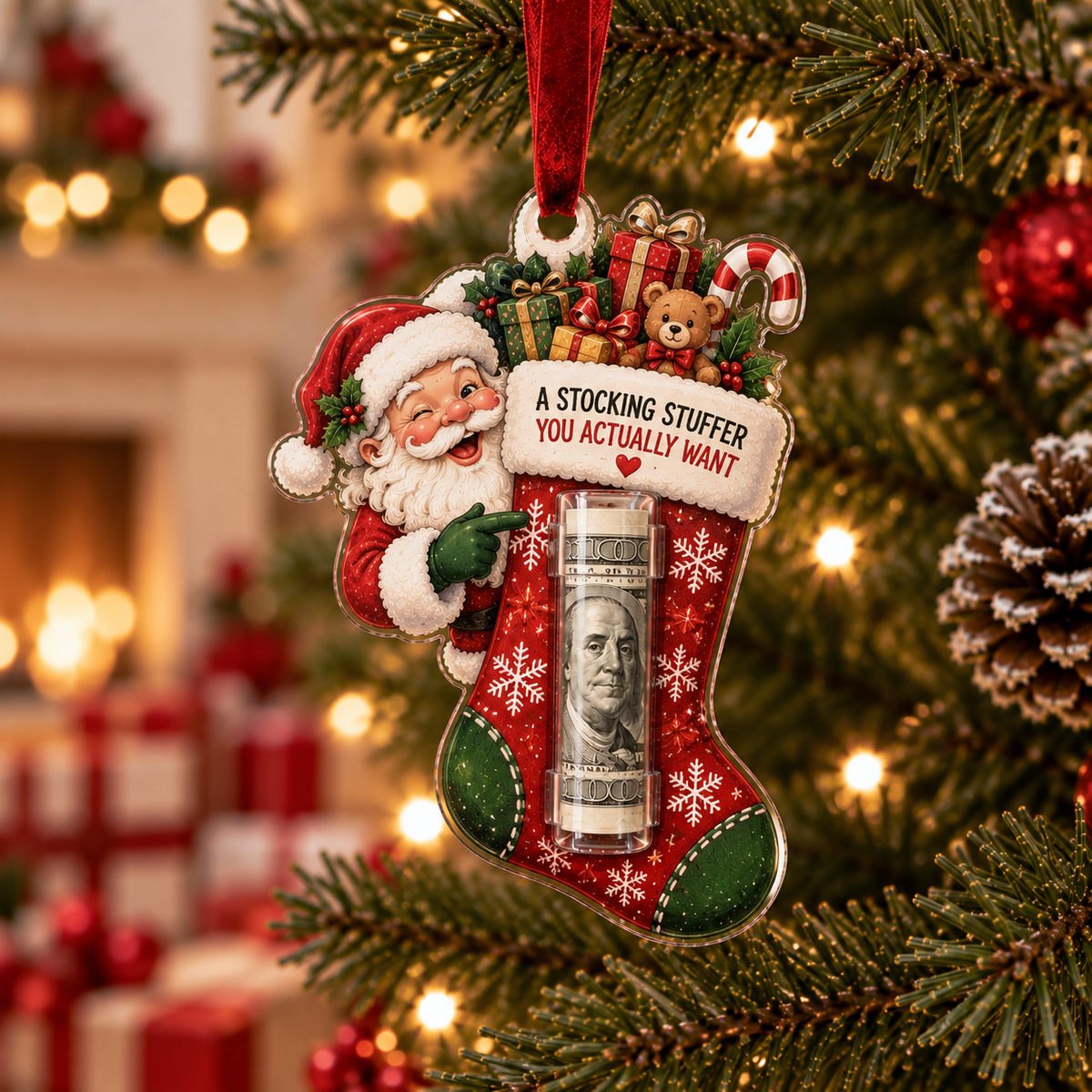 TopSpire®Christmas Cash Holder Ornament - Because Cash Always Fits