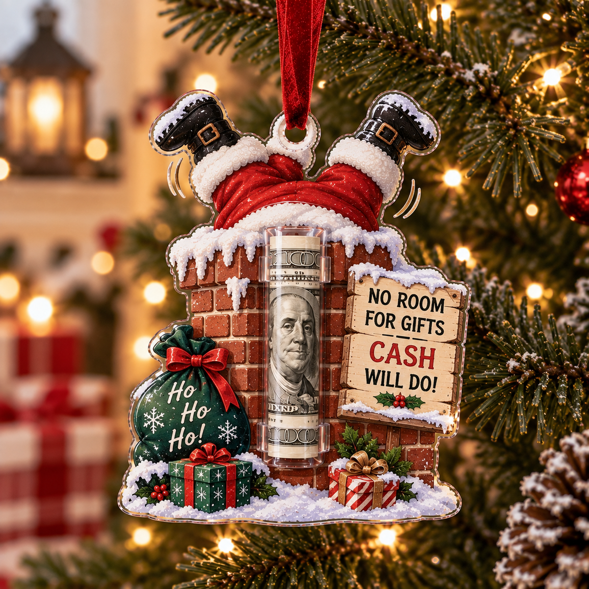 TopSpire®Christmas Cash Holder Ornament - Because Cash Always Fits