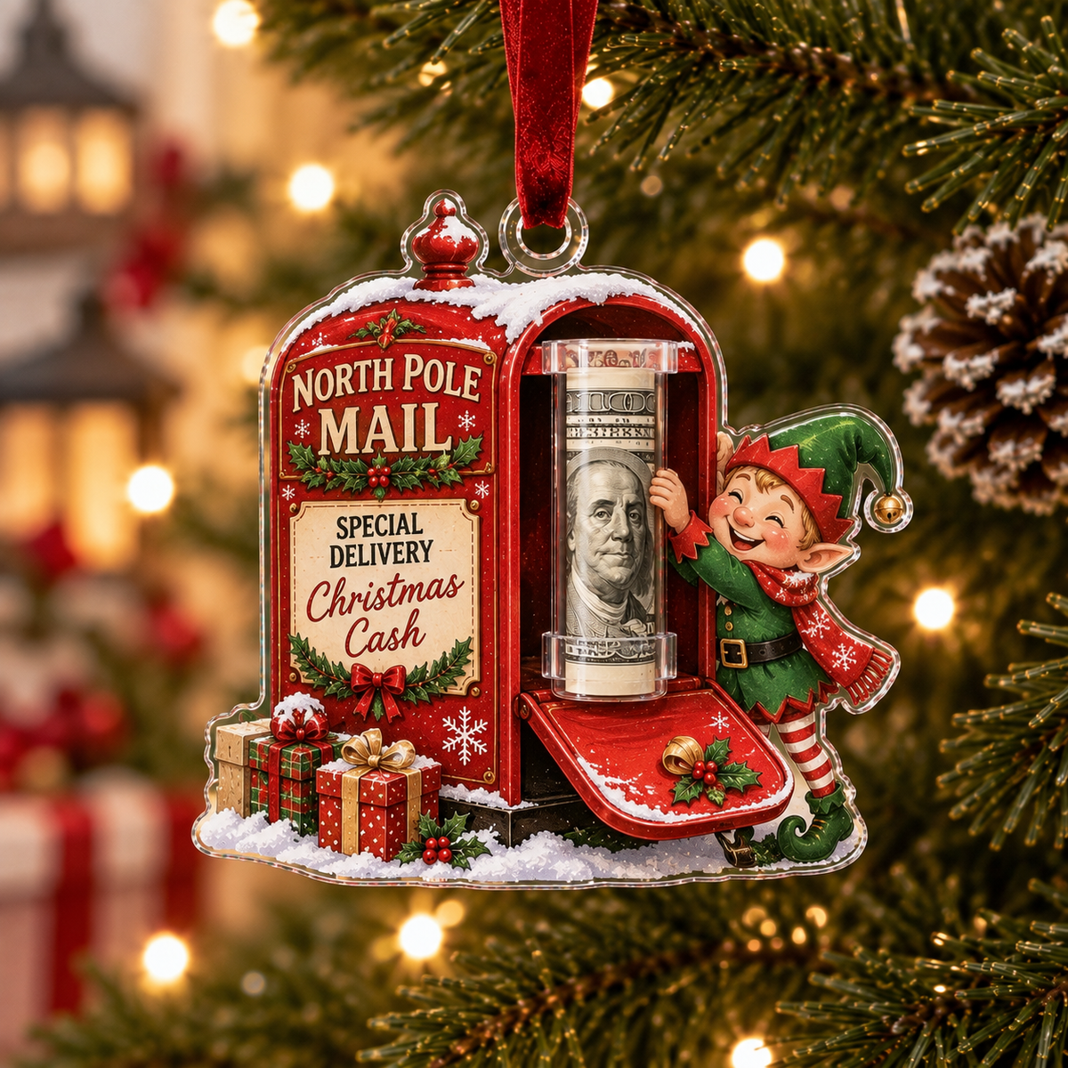 TopSpire®Christmas Cash Holder Ornament - Because Cash Always Fits