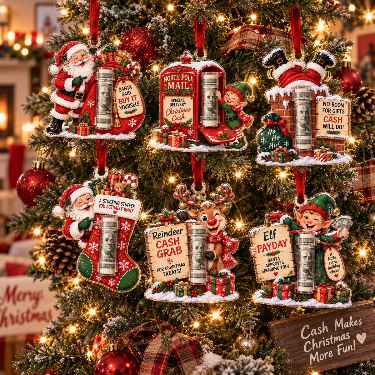 TopSpire®Christmas Cash Holder Ornament - Because Cash Always Fits