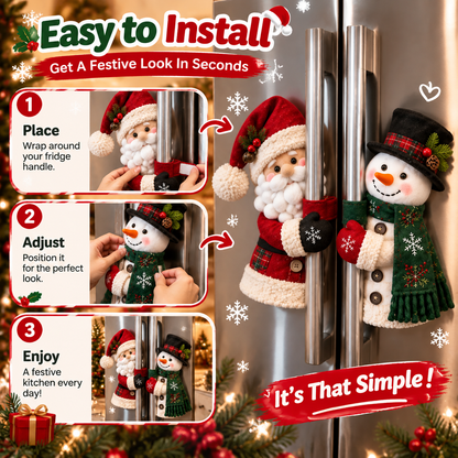 TopSpire®Santa & Snowman Christmas Fridge Handle Decorations