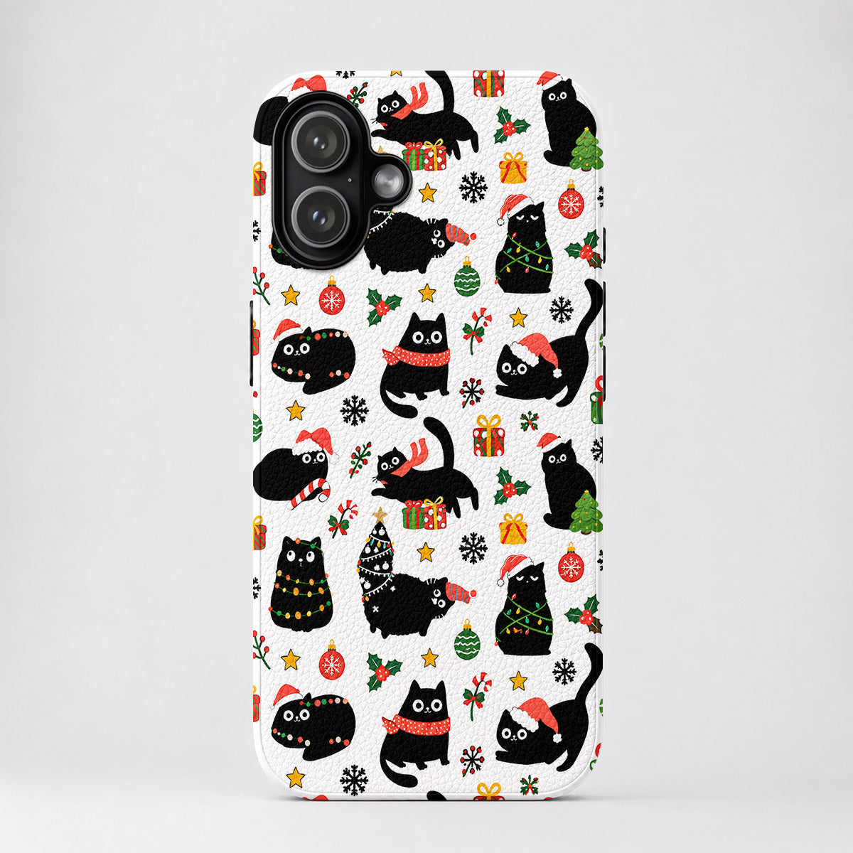 TopSpire®Cat Lover Leather Phone Case Christmas Naughty Black Cats - Black