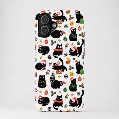 TopSpire®Cat Lover Leather Phone Case Christmas Naughty Black Cats - Black