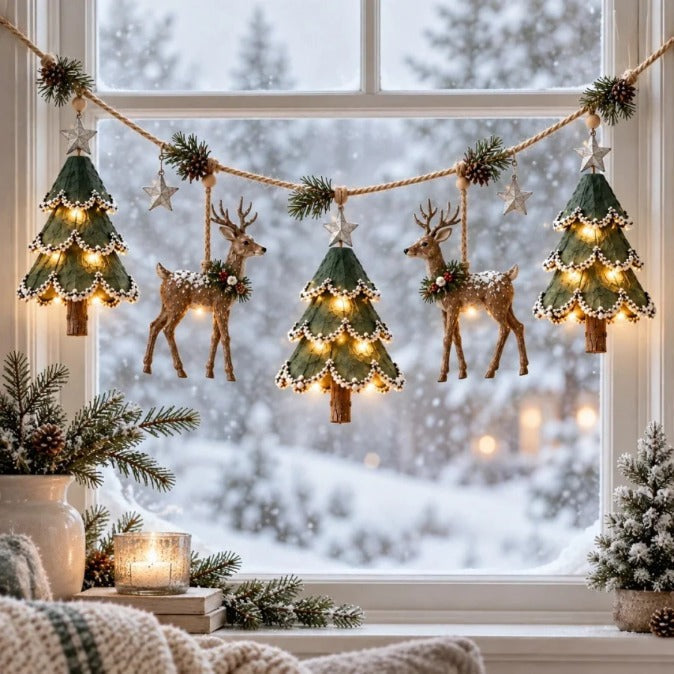 🎁🎄✨ TopSpire® Enchanted Lighted Woodland Christmas Garland