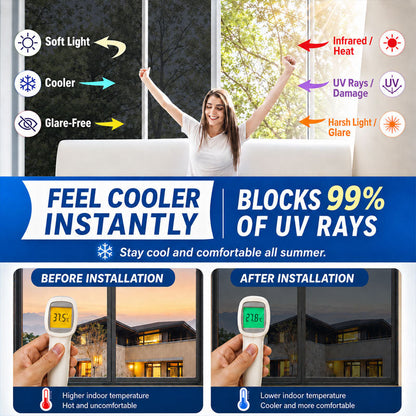 ☀️ One-Way Mirror Window Film – Heat Control & UV Protection