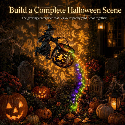 Halloween Witch Cauldron Garden Light