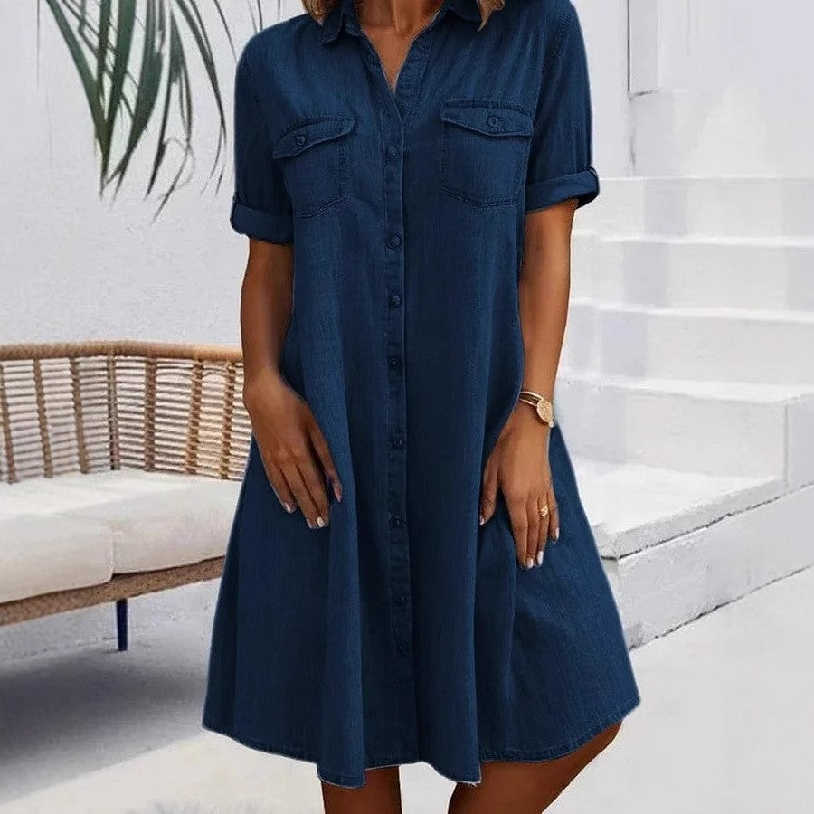 💝💝Women's Casual Loose Fit Denim Dress with Pockets