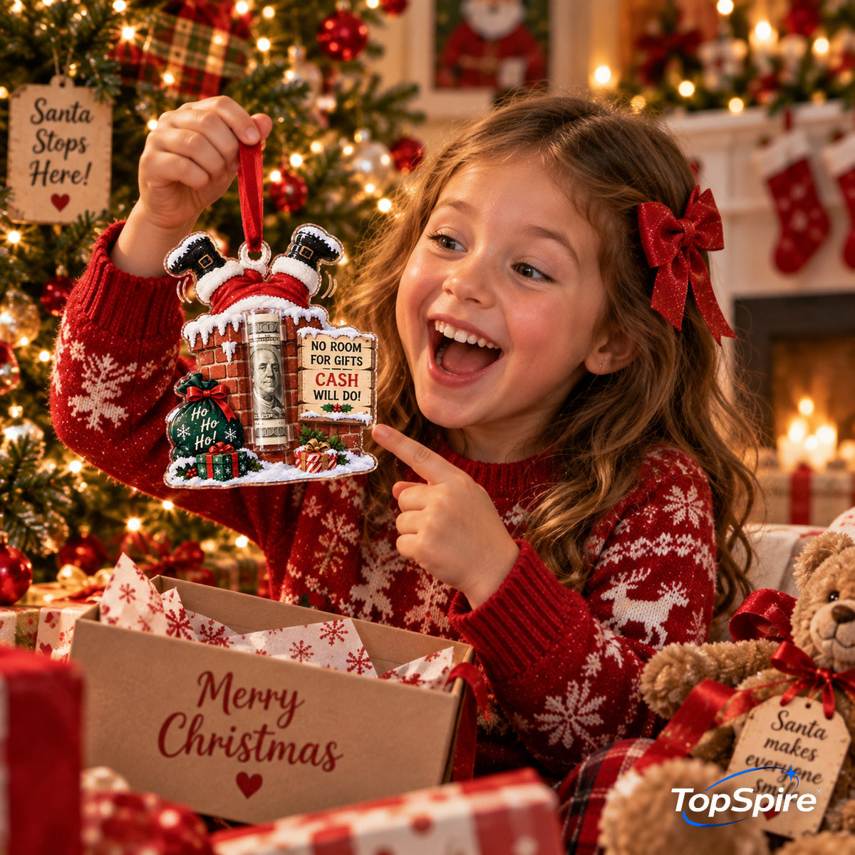 TopSpire®Christmas Cash Holder Ornament - Because Cash Always Fits