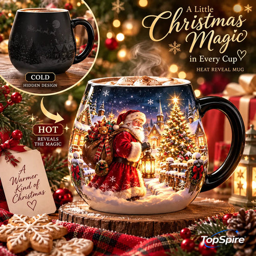 🎅🏻🎁TopSpire®Christmas Magic Color-Changing Mug – Heat Reveal Holiday Gift
