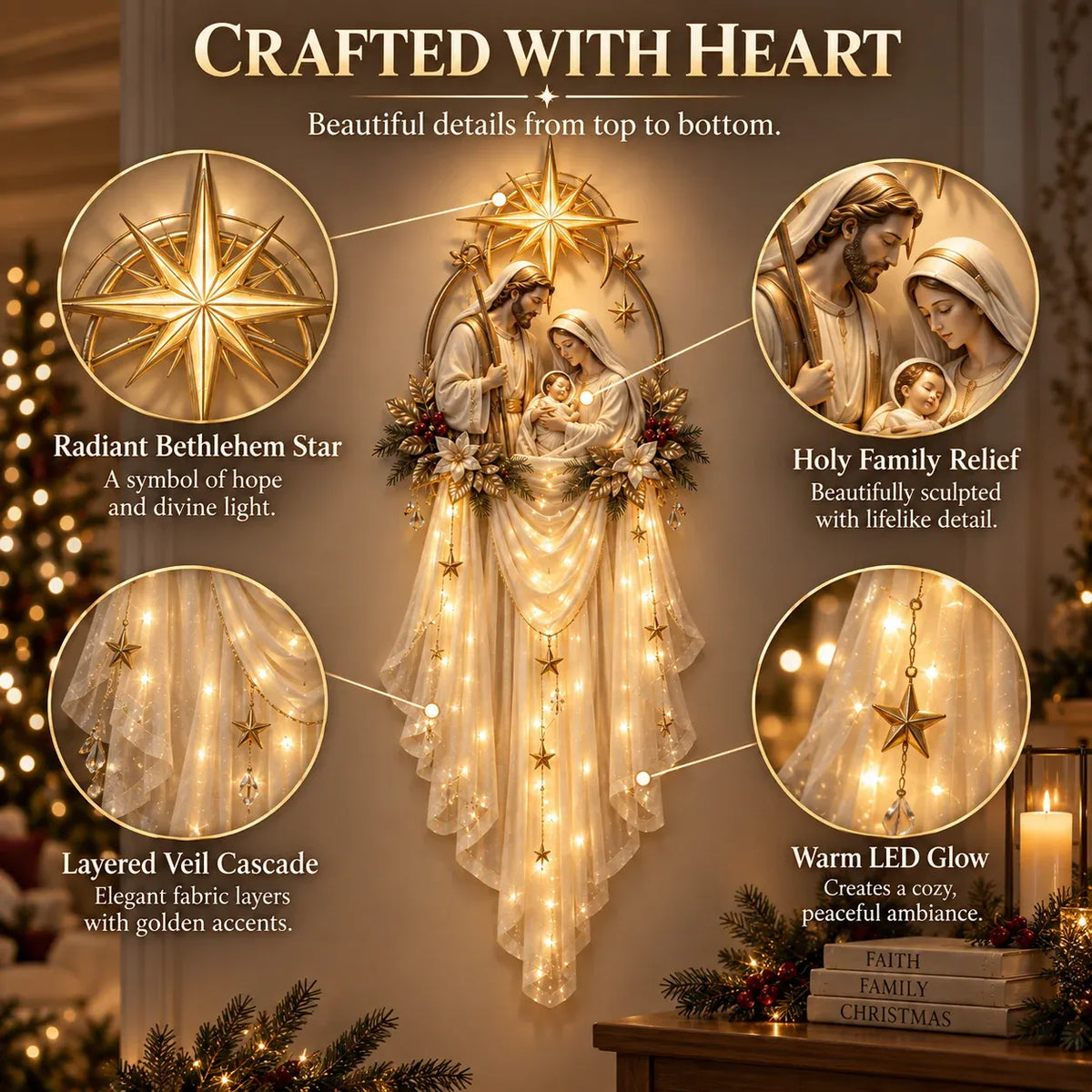 TopSpire®Holy Family Star Veil - Meaningful Christmas Wall Decor