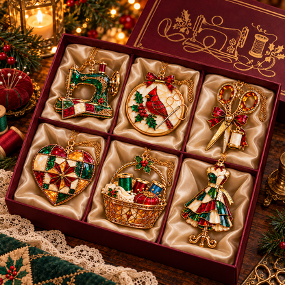 ✨ 2026 TopSpire®Vintage Stained Glass Sewing Christmas Ornaments – Set of 6