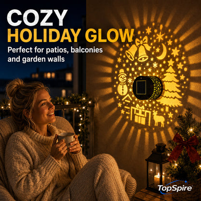 🥳2026 HOT SALE🥳💞50K+ SOLD! 🎄❄️ 50% OFF! TopSpire®Solar Outdoor Decorative Wall Projection Light – IP65 weatherproof, auto on/off. Projects festive patterns – perfect for Christmas ! 🏡✨