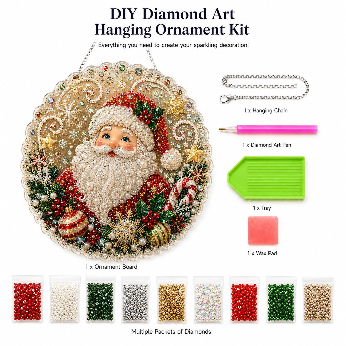 🎄 LAST DAY 49% OFF – ✨TopSpire® Christmas Pearl Diamond Art Hanging Ornament Kit | Luxury Flocked Canvas with Scratch-Resistant Non-Fading Pearl Beads DIY Handmade Holiday Hanging Decor 🎅💎