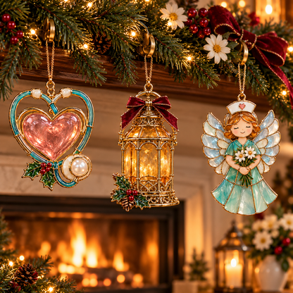 ✨ TopSpire®2026 Nurse Appreciation Stained Glass Christmas Ornaments – Set of 6