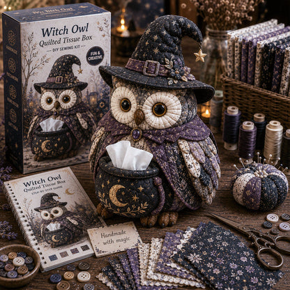 🦉DIY Sewing Kit - Quilted Tissue Box with Wise Owl Pattern