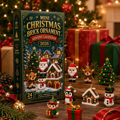 Last Day 49% OFF – 24-Day Mini Christmas Brick Ornament Advent Calendar | 24 Unique Buildable Holiday Designs with Hanging Loops for Trees, Garlands & Festive Displays