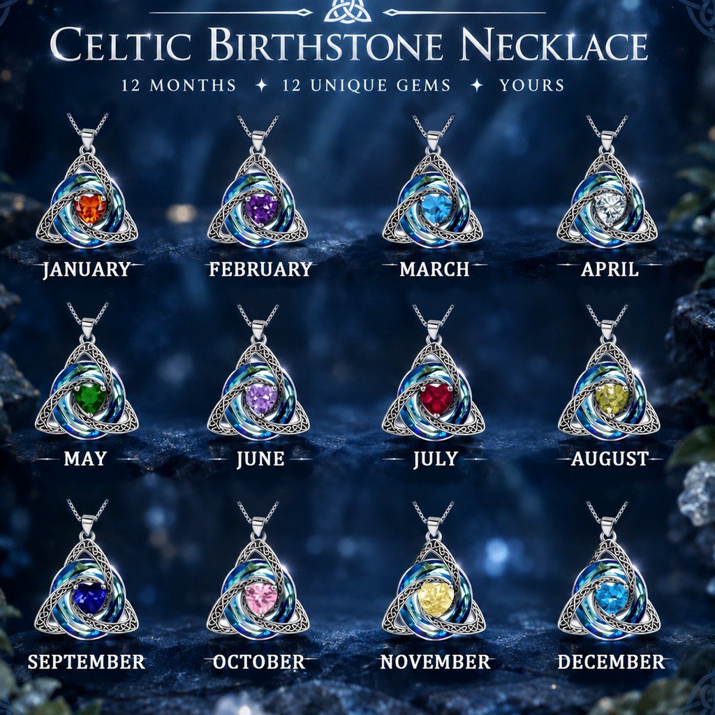 🔥 Last Day 50% OFF –♾️💖Birthstone Celtic Knot Necklace for Women
