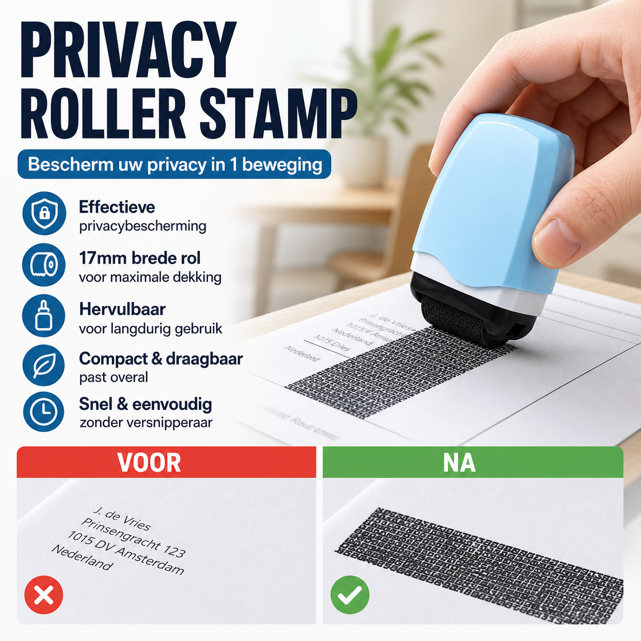 🤫📦 50% KORTING! Stop met het verscheuren van je post alsof je een konijn in een kartonfabriek bent! Deze privacy roller met 17mm brede dekking maakt al je gevoelige info in 1 beweging onleesbaar – bijvulbaar, compact, en sneller dan elke shredder!