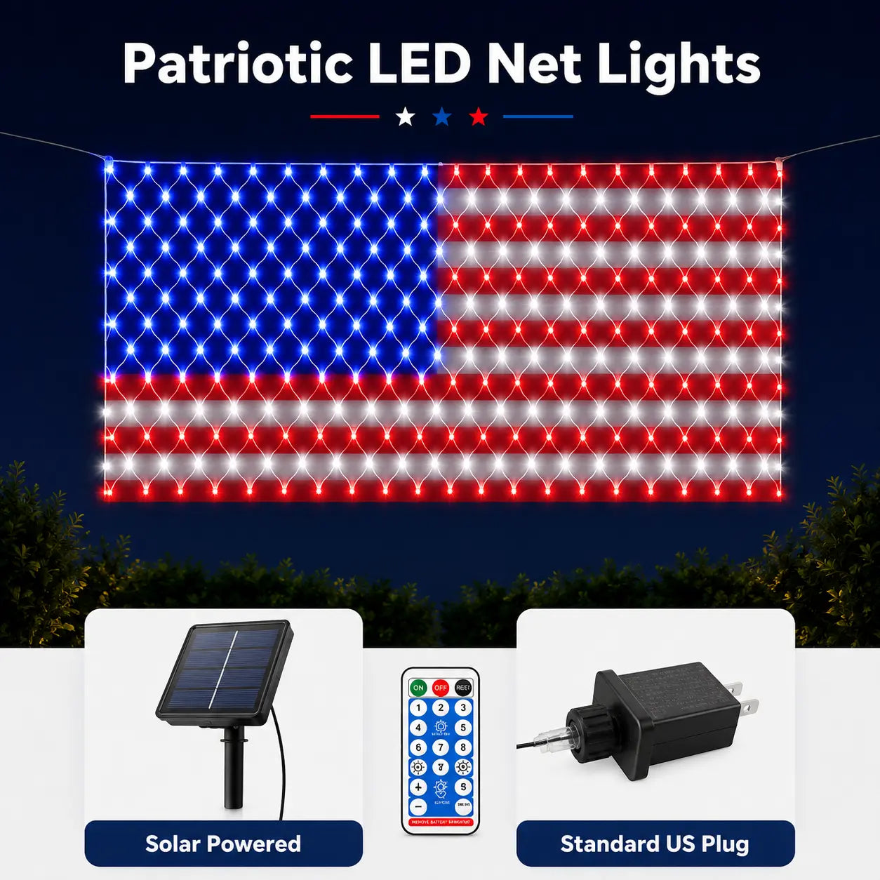 Solar American Flag Lights Outdoor,420 LEDs American Flag Net Lights 6.5ft x 3.28ft Super Bright