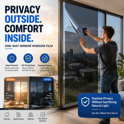☀️ One-Way Mirror Window Film – Heat Control & UV Protection