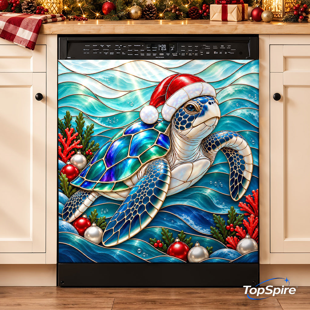 TopSpire®Seaturtle Magnetic Dishwasher Cover Jewel Of The Christmas Sea