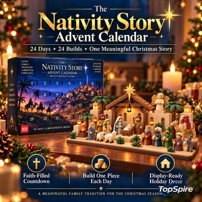 ✝️TopSpire®Nativity Advent Calendar – 24-Day Buildable Christmas Nativity Set✨