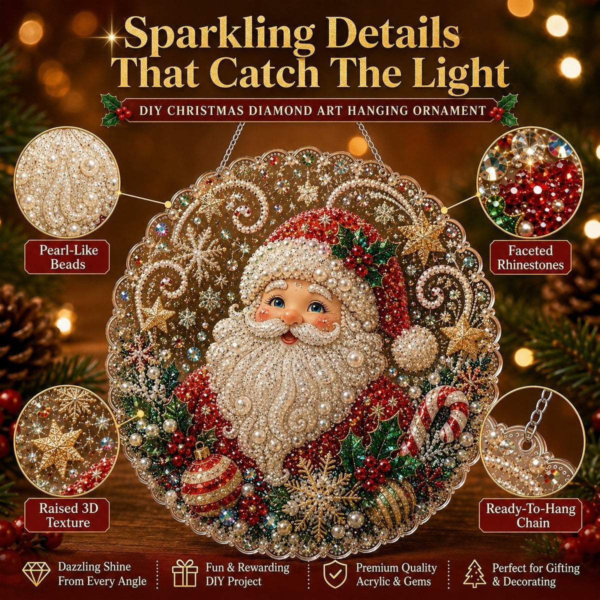 🎄 LAST DAY 49% OFF – ✨TopSpire® Christmas Pearl Diamond Art Hanging Ornament Kit | Luxury Flocked Canvas with Scratch-Resistant Non-Fading Pearl Beads DIY Handmade Holiday Hanging Decor 🎅💎