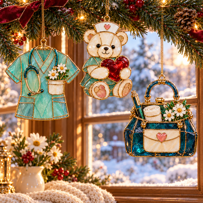 ✨ TopSpire®2026 Nurse Appreciation Stained Glass Christmas Ornaments – Set of 6