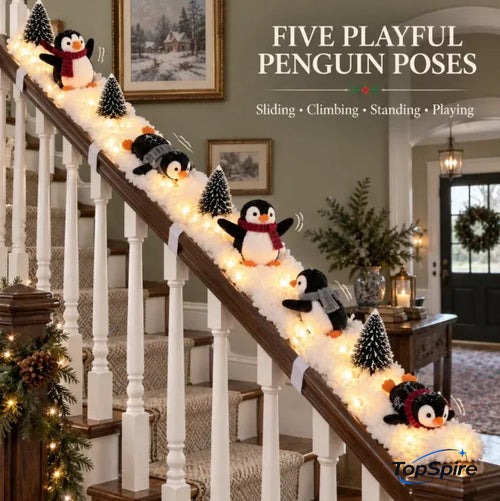 TopSpire®Penguin Christmas Stair Snow Decor