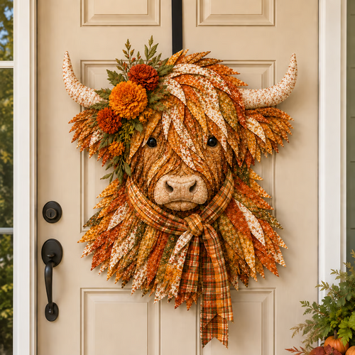 ⏰LAST DAY 49% OFF - 🐮💐🌸 Birth Flower Highland Cow 3D Layered Fabric Art DIY Kit