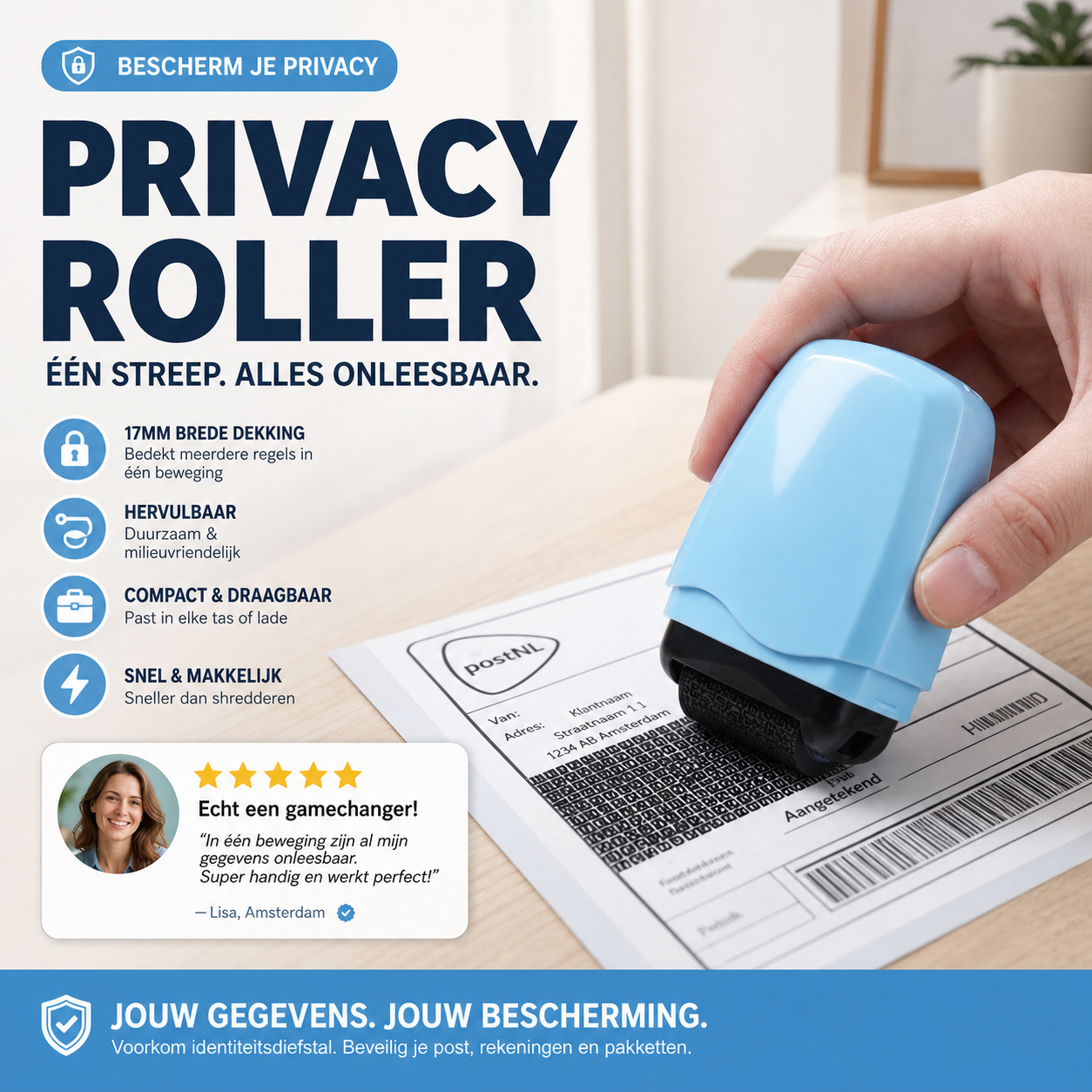 🤫📦 50% KORTING! Stop met het verscheuren van je post alsof je een konijn in een kartonfabriek bent! Deze privacy roller met 17mm brede dekking maakt al je gevoelige info in 1 beweging onleesbaar – bijvulbaar, compact, en sneller dan elke shredder!